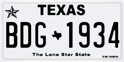 TX license plate BDG1934