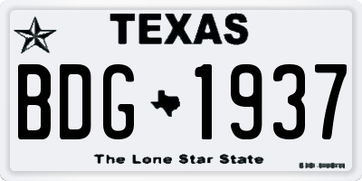 TX license plate BDG1937