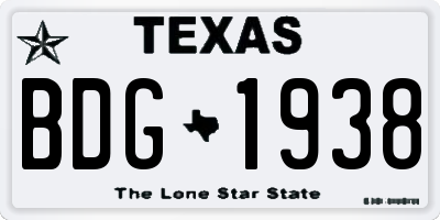 TX license plate BDG1938