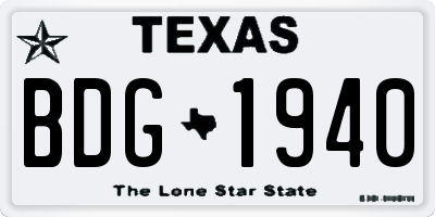 TX license plate BDG1940
