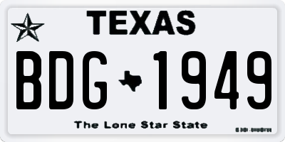 TX license plate BDG1949