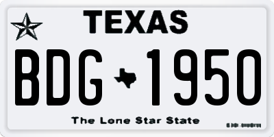 TX license plate BDG1950