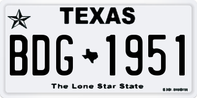 TX license plate BDG1951