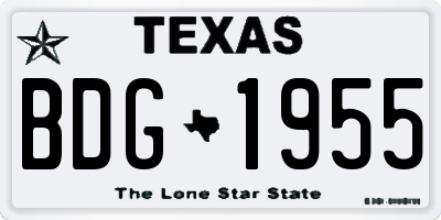 TX license plate BDG1955