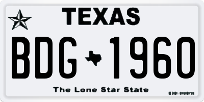 TX license plate BDG1960