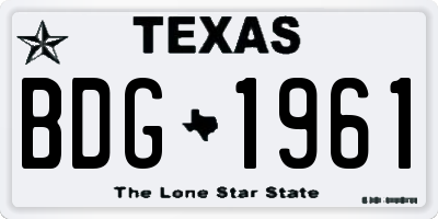 TX license plate BDG1961
