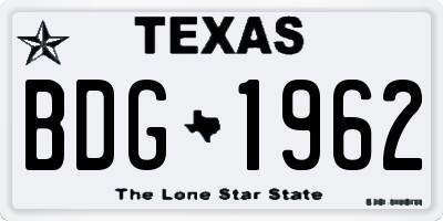 TX license plate BDG1962