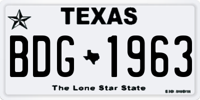 TX license plate BDG1963