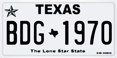 TX license plate BDG1970