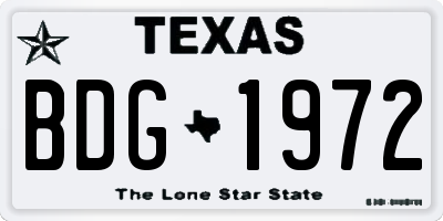TX license plate BDG1972