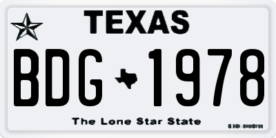 TX license plate BDG1978