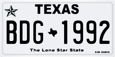TX license plate BDG1992
