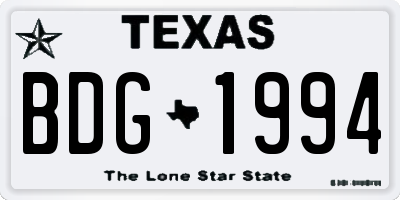 TX license plate BDG1994
