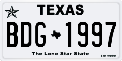 TX license plate BDG1997