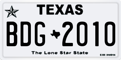 TX license plate BDG2010