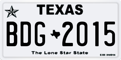 TX license plate BDG2015