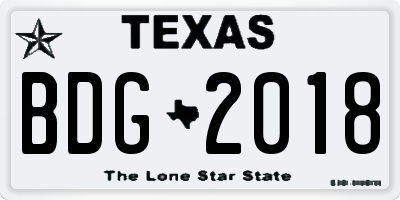 TX license plate BDG2018