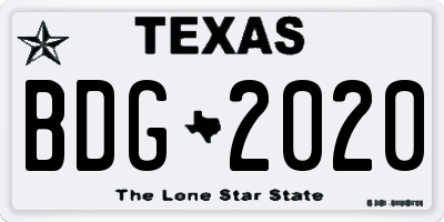 TX license plate BDG2020