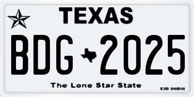 TX license plate BDG2025