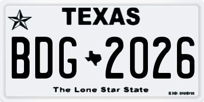 TX license plate BDG2026