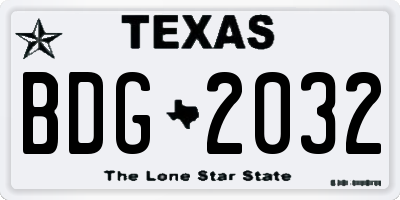 TX license plate BDG2032
