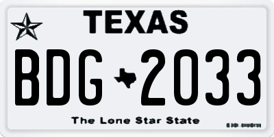 TX license plate BDG2033