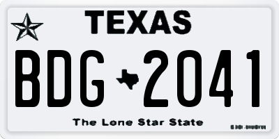 TX license plate BDG2041
