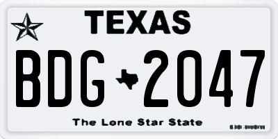 TX license plate BDG2047