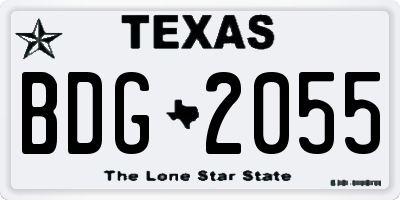 TX license plate BDG2055