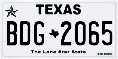 TX license plate BDG2065