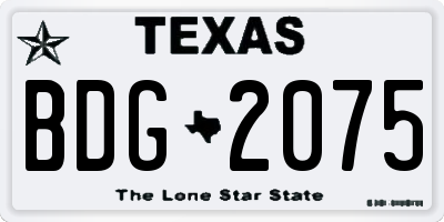 TX license plate BDG2075
