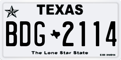 TX license plate BDG2114