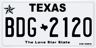 TX license plate BDG2120