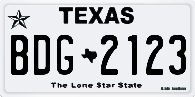 TX license plate BDG2123