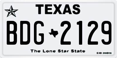 TX license plate BDG2129