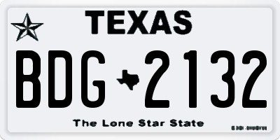 TX license plate BDG2132