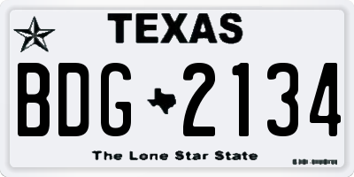 TX license plate BDG2134