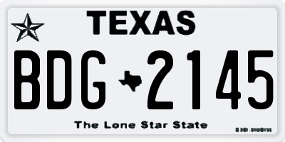 TX license plate BDG2145