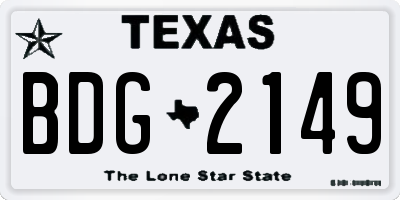 TX license plate BDG2149