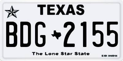 TX license plate BDG2155