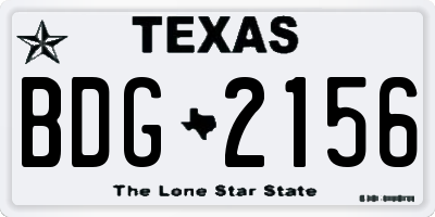 TX license plate BDG2156