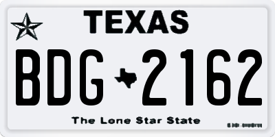 TX license plate BDG2162