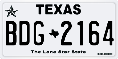 TX license plate BDG2164