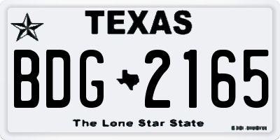 TX license plate BDG2165