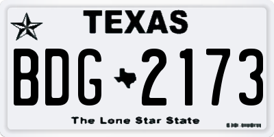TX license plate BDG2173