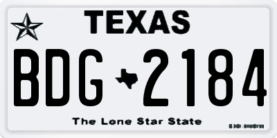 TX license plate BDG2184