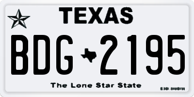 TX license plate BDG2195