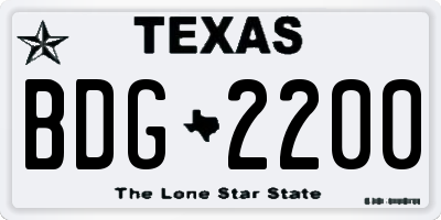 TX license plate BDG2200