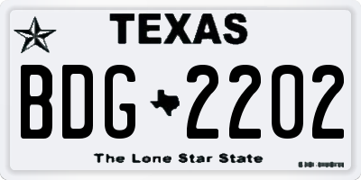 TX license plate BDG2202