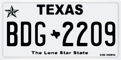 TX license plate BDG2209